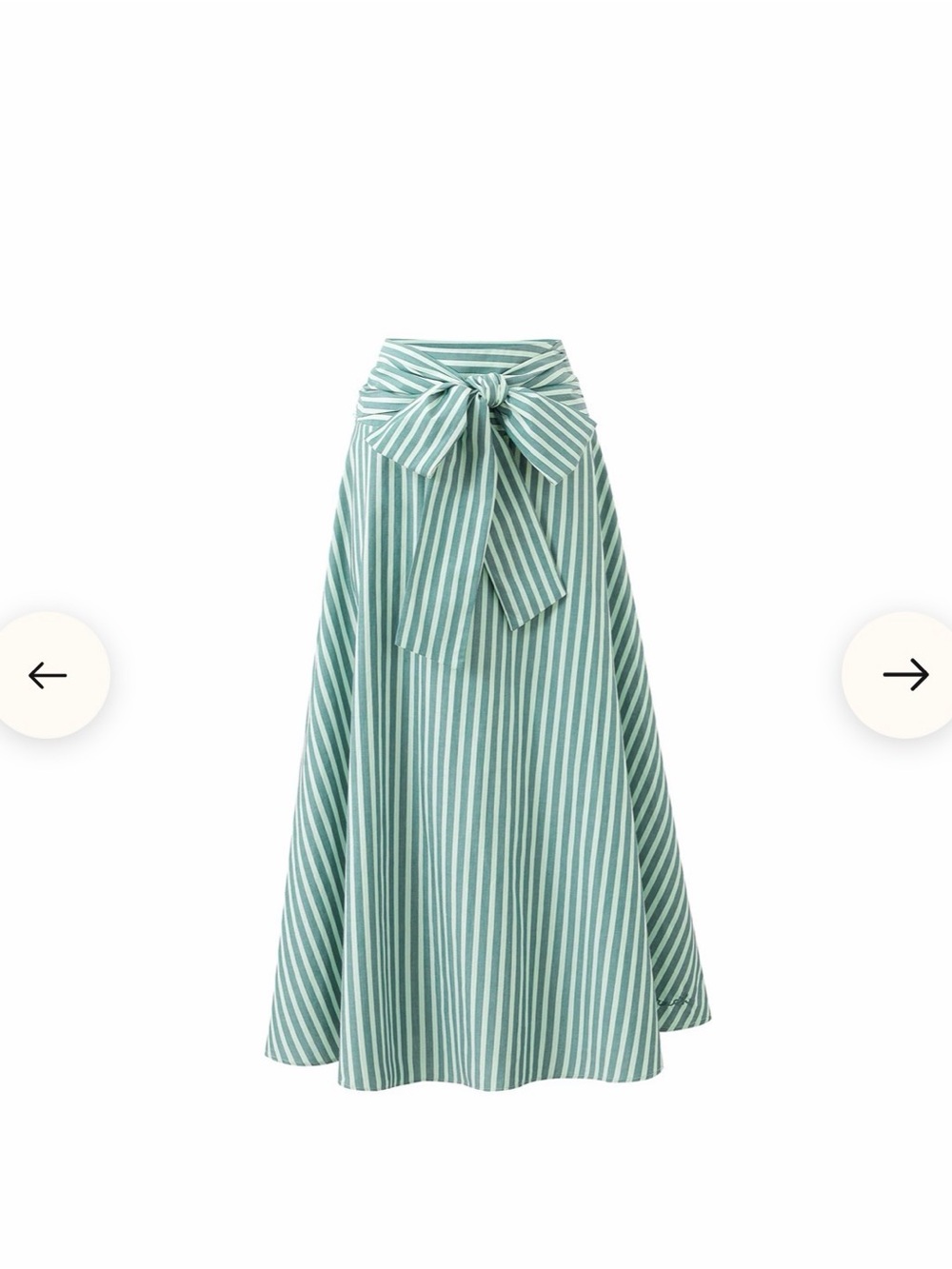 FRNCH Mint Green and White Striped Tie-Waist Maxi Skirt